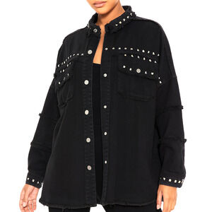 Fantastic Fawn Studded Denim Jacket Women's S Steampunk Goth Grunge Indie Cotton